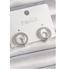 Pirinç Gümüş Renk Zirkon Taşlı Halka Model Kadın Küpe