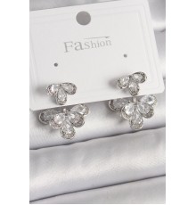 Pirinç Gümüş Renk Zirkon Taşlı Damla Model Kadın Küpe