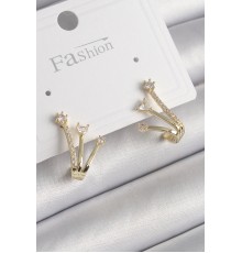 Pirinç Gold Renk Zirkon Taşlı Kadın Küpe