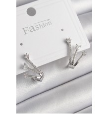 Pirinç Gümüş Renk Zirkon Taşlı Kadın Küpe