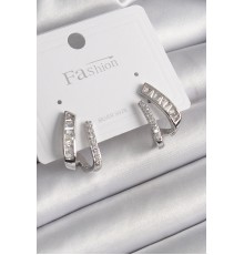 Pirinç Gümüş Renk Zirkon Taşlı Kadın Küpe