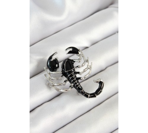 3D Siyah Akrep Figürlü Gümüş Renk Kadın Broş