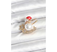 Kızaklı Kardan Adam Model Yılbaşı Temalı Broş