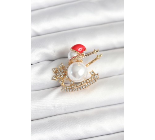 Kızaklı Kardan Adam Model Yılbaşı Temalı Broş