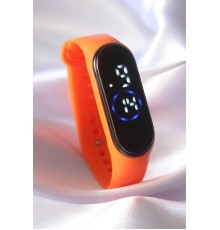 Turuncu Renk Silikon Dijital Dokunmatik Led Saat