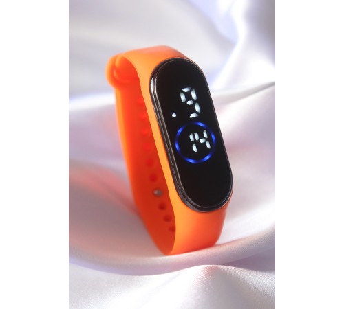 Turuncu Renk Silikon Dijital Dokunmatik Led Saat