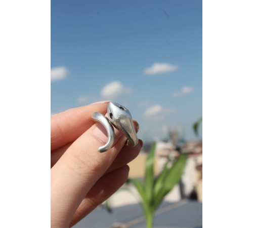 Metal Yılan Figürlü Ayarlamalı Antik Yüzük