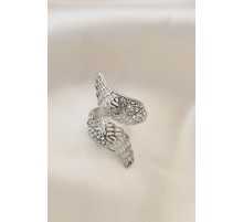 Ayarlamalı Silver Renk Metal Zirkon Taşlı Kanat Yüzük
