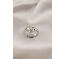 Gümüş Renkli Metal Kaplan Model Zirkon Taşlı Kadın Yüzük