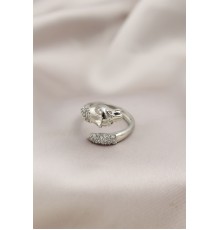 Gümüş Renkli Metal Kaplan Model Zirkon Taşlı Kadın Yüzük