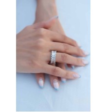 Zirkon Taşlı Gümüş Renk Baget Kadın Yüzük