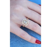 Gold Renk Baget Zirkon Taşlı Kadın Yüzük