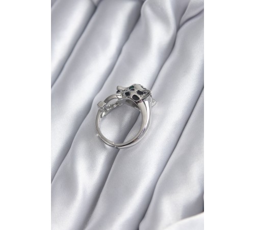 Gümüş Renk Kaplan Model Zirkon Taş Detay VİP Kadın Yüzük