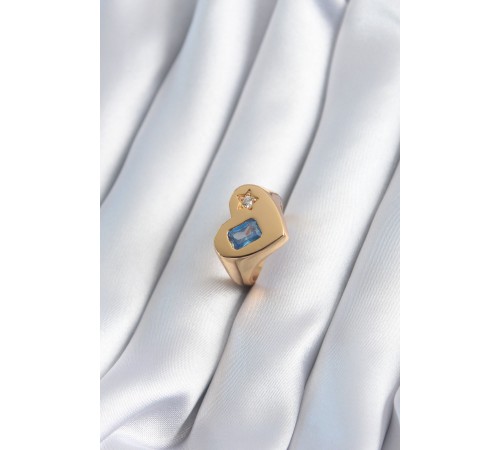 Pirinç Gold Renk Kalp Model Zirkon Taş Yıldız Detay Kadın Yüzük