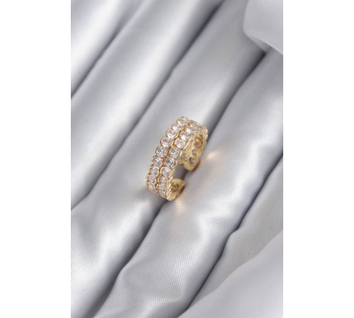 Pirinç Gold Renk Zirkon Taşlı Kadın Yüzük