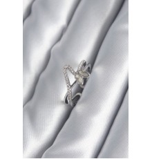 Pirinç Gümüş Renk Zirkon Taş Detay Kelebek Model Kadın Yüzük