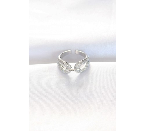 Zirkon Taşlı Silver Renk Ayarlanabilir Yüzük