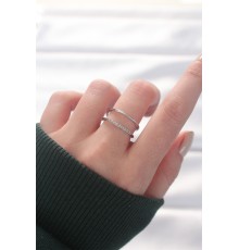 2li Görünümlü Su Yolu Tasarımlı Silver Renk Ayarlanabilir Yüzük