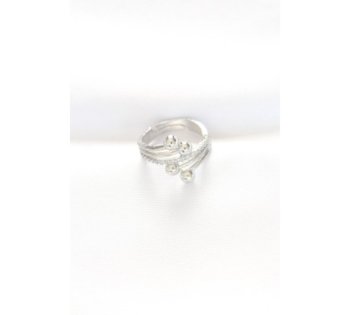 Topçuk Model Zirkon Taşlı Silver Renk Ayarlanabilir Yüzük