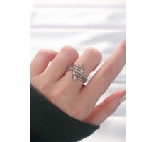 Topçuk Model Zirkon Taşlı Silver Renk Ayarlanabilir Yüzük