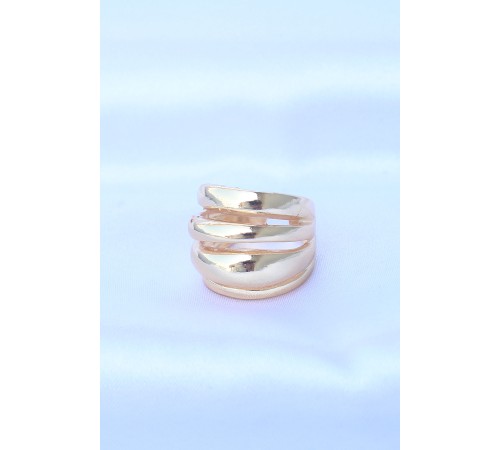 Pirinç Gold Renk Ayarlanabilir Tırtıklı Bombe Yüzük