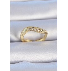 Pirinç Gold Renk Zirkon Taşlı Kadın Yüzük