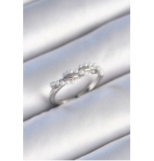 Pirinç Gümüş Renk Sarmal İnci Model Kadın Yüzük