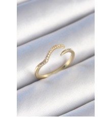 Pirinç Gold Renk Zirkon Taşlı Kadın Yüzük