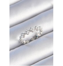 Pirinç Gümüş Renk İncili Yonca Model Kadın Yüzük