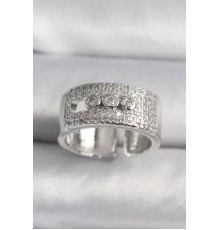 Pirinç Gümüş Renk Zirkon Taşlı Messika Model Kadın Yüzük