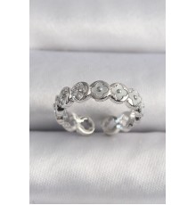 Pirinç Gümüş Renk Beyaz Sedefli Yonca Model Kadın Yüzük