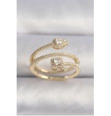 Pirinç Gold Renk Zirkon Taşlı Ok Model VIP Seri Kadın Yüzük