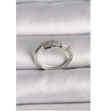 Pirinç Gümüş Renk Zirkon Taşlı Yılan Model Ayarlanabilir Yüzük