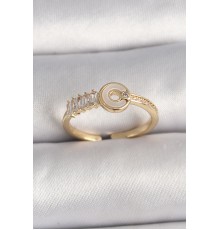 Pirinç Gold Renk Zirkon Taşlı Ayarlanabilir Kadın Yüzük