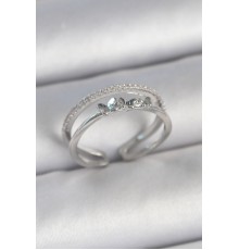 Pirinç Gümüş Renk 2'Li Zirkon Taş Detaylı Kelebek Figür Ayarlanabilir Model Kadın Yüzük