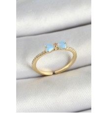 Pirinç Fiyonk Figürlü Zirkon Taşlı Gold Renk Ayarlanabilir Kadın Yüzük