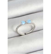 Pirinç Fiyonk Figürlü Zirkon Taşlı Gümüş Renk Ayarlanabilir Kadın Yüzük