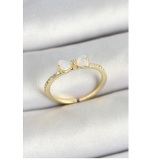 Pirinç Fiyonk Figürlü Zirkon Taşlı Gold Renk Ayarlanabilir Kadın Yüzük