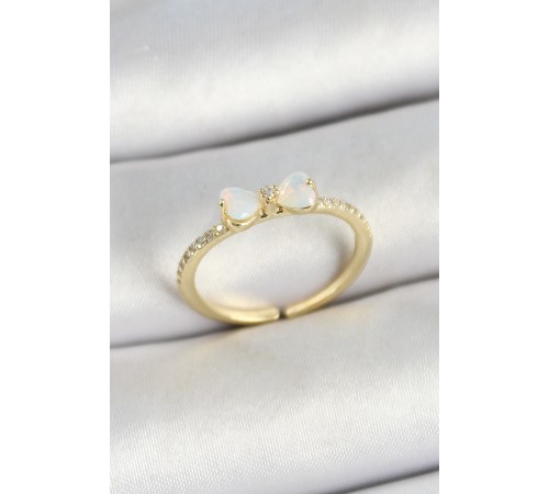 Pirinç Fiyonk Figürlü Zirkon Taşlı Gold Renk Ayarlanabilir Kadın Yüzük