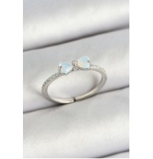 Pirinç Fiyonk Figürlü Zirkon Taşlı Gümüş Renk Ayarlanabilir Kadın Yüzük