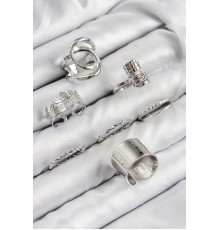 Pirinç Yaprak Model Gümüş Renk Kadın Yüzük Kombin Set
