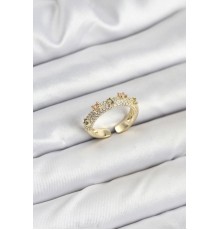 Pirinç Gold Renk Zirkon Taşlı Vintage Kadın Yüzük