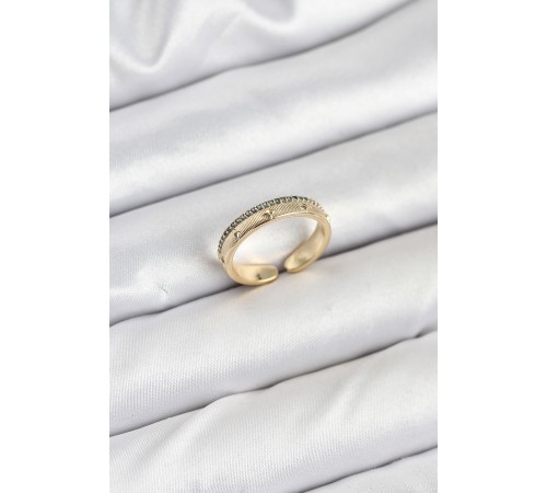 Pirinç Gold Renk Sıralı Zirkon Taşlı Kutup Yıldızı Model Kadın Yüzük