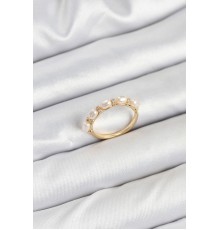 Pirinç Gold Renk Sıralı İncili Kadın Yüzük