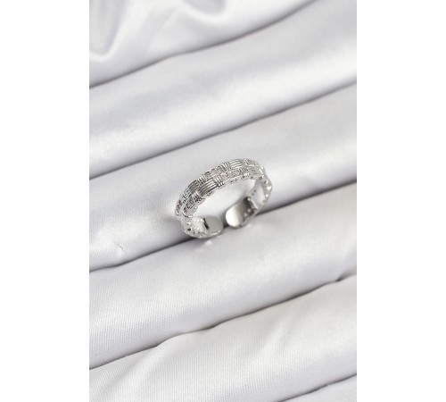 Pirinç Gümüş Renk Zirkon Taşlı Sırım Kadın Yüzük