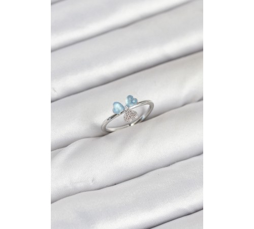 Pirinç Gümüş Renk Yonca Model Kadın Yüzük