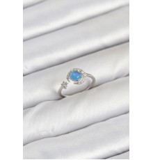 Pirinç Gümüş Renk Zirkon Taşlı Ay Yıldız Kadın Yüzük