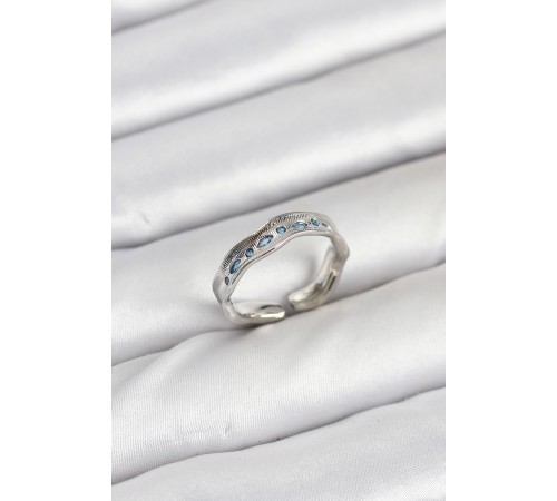 Pirinç Gümüş Renk Zirkon Taşlı Vintage Kadın Yüzük