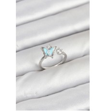 Pirinç Gümüş Renk Kelebek Model Kadın Yüzük