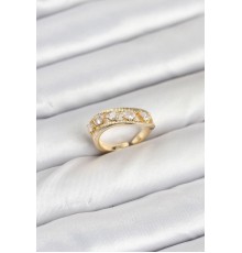Pirinç Gold Renk Zirkon Taşlı Kadın Yüzük
